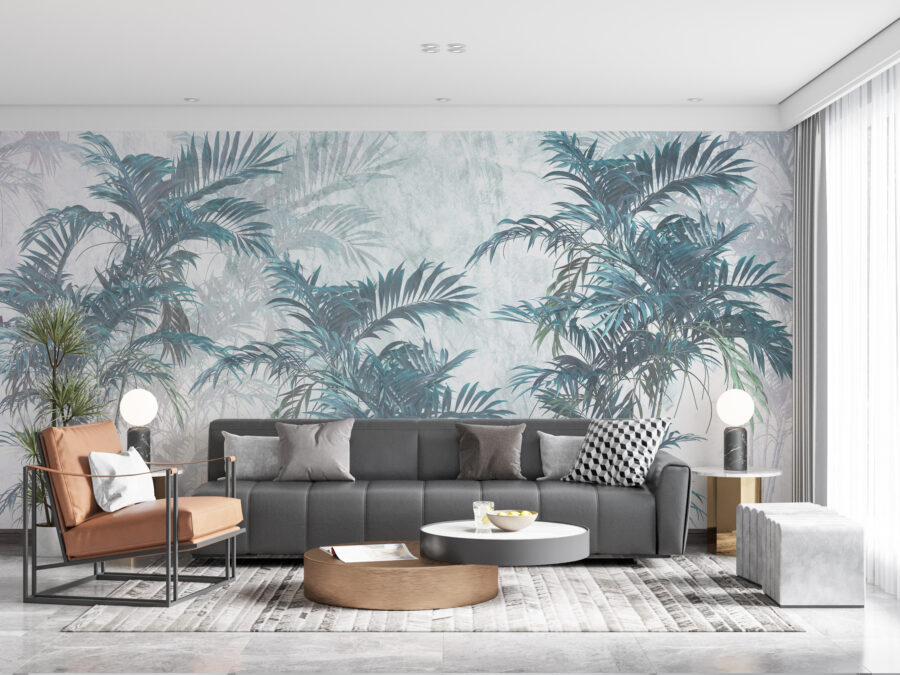 Nástěnná malba exotické krajiny v barvách, které se hodí do každé místnosti Blue Palms - hlavní obrázek produktu