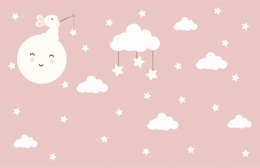 Nástěnná malba ideální pro pokoj malé dívky Pink Sky - obrázek číslo 2