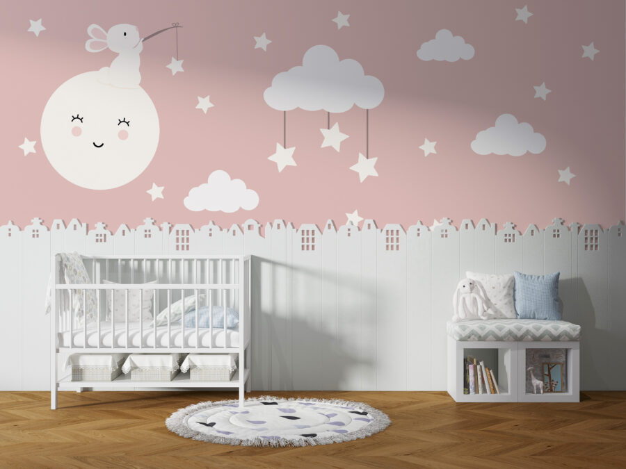 Nástěnná malba ideální pro pokoj malé holčičky Pink Sky - hlavní obrázek produktu