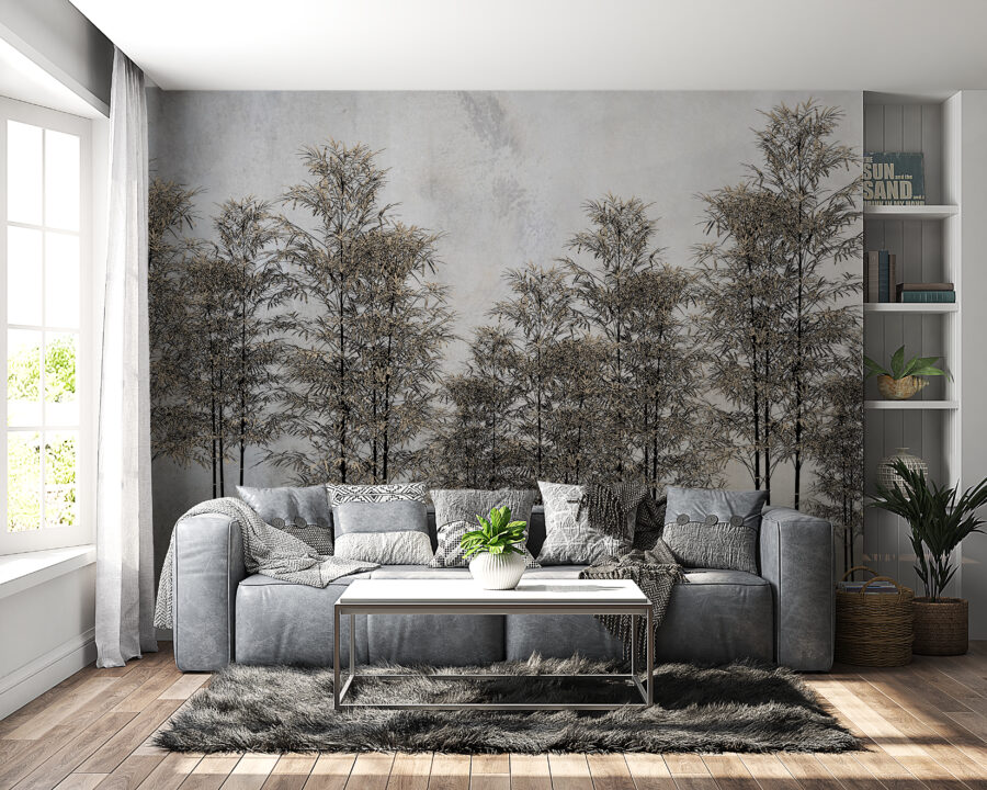 Tmavě zbarvená nástěnná malba Slender Forest - hlavní obrázek produktu