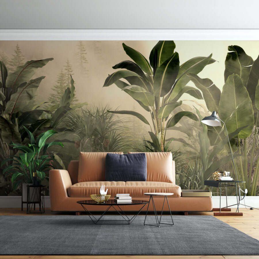 Nástěnná malba jako z exotické dovolené u oceánu Svítání v džungli - hlavní obrázek produktu