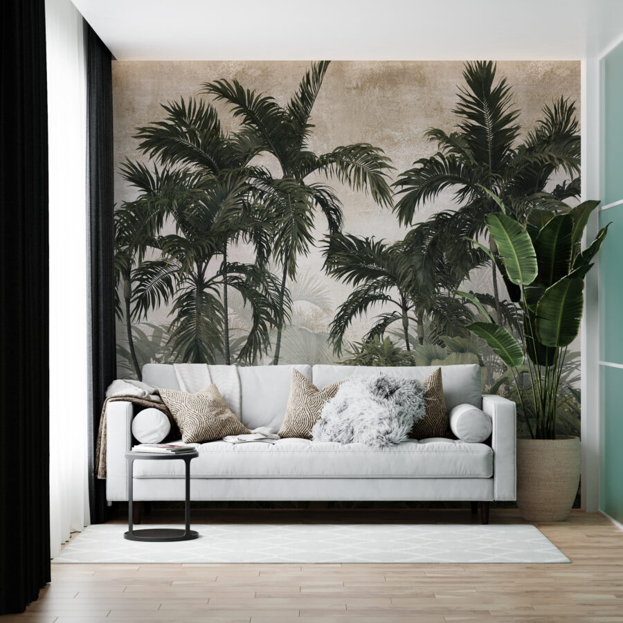 Nástěnná malba palmy evokující dovolenou na horkém ostrově Green Exotics - hlavní obrázek produktu
