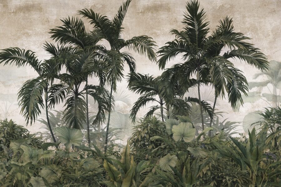 Nástěnná malba s palmami evokujícími horkou ostrovní dovolenou Green Exotics - obrázek číslo 2
