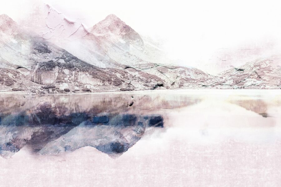 Nástěnná malba horské krajiny v zimním prostředí Biel in the Mountains - obrázek číslo 2