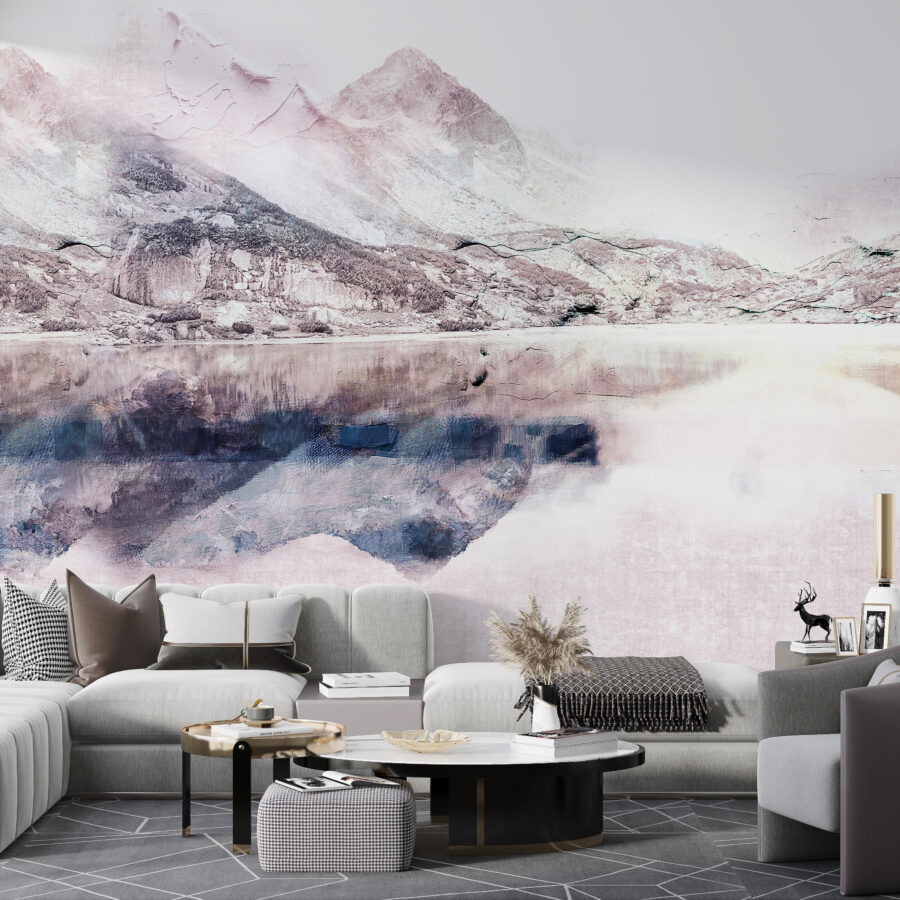 Nástěnná malba horské krajiny v zimním prostředí White in the Mountains - hlavní obrázek produktu