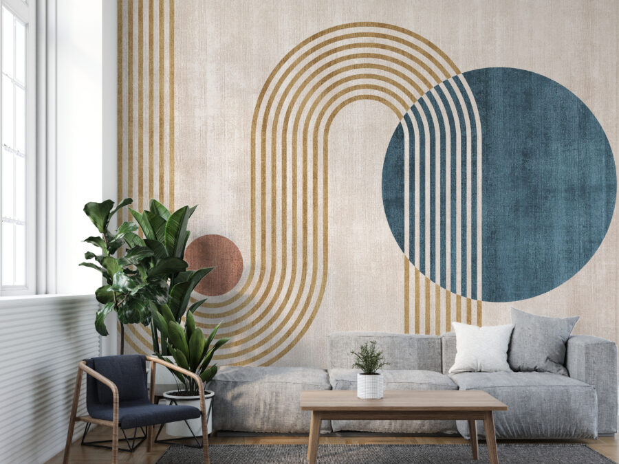 Nástěnná malba v minimalistickém geometrickém stylu, moderní a zajímavé Kruhy a oblouky - hlavní obrázek produktu