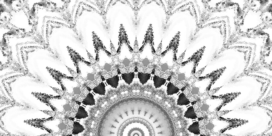 Černobílá fototapeta s motivem různých čar uspořádaných do půlkruhu, ideální pro náročné zákazníky Kaleidoskop - obrázek číslo 2