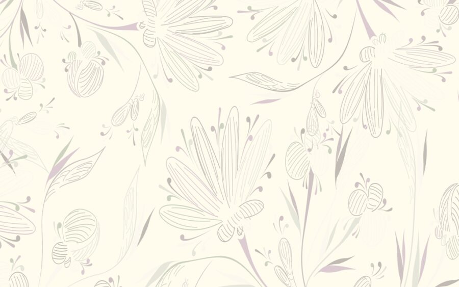 Fototapeta w formie główek kwiatów rysowanych jedną kreską na jasnym tle Kwiat Rysowany - zdjęcie numer 2