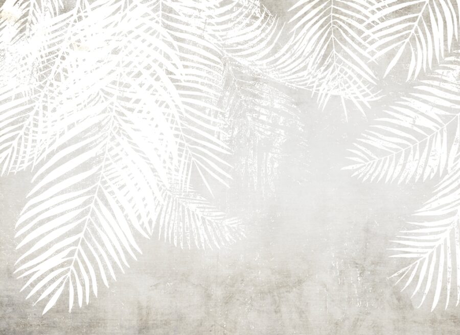 Fototapeta v bílé a šedé barvě ve skandinávském stylu ideální pro každou místnost Palm Leaves White - obrázek číslo 2