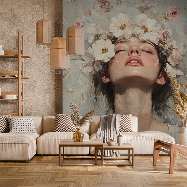Nástěnná malba Face in Blossom