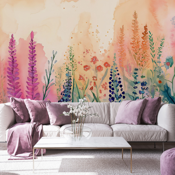 Svěží louka Květinová nástěnná malba