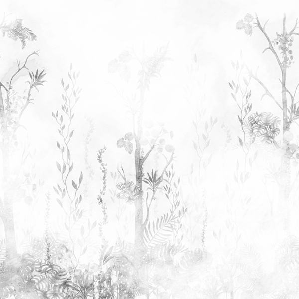 Nástěnná malba Listy v šedé barvě