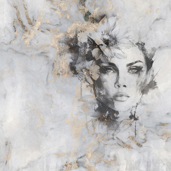 Nástěnná malba ženy v mramoru