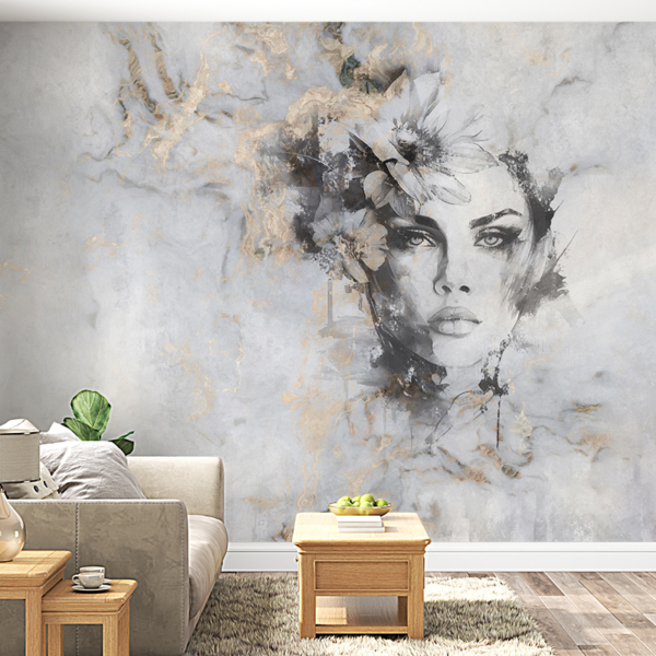 Nástěnná malba ženy v mramoru