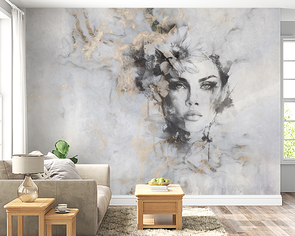 Nástěnná malba ženy v mramoru