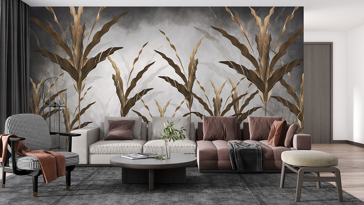 Nástěnná malba hnědých listů