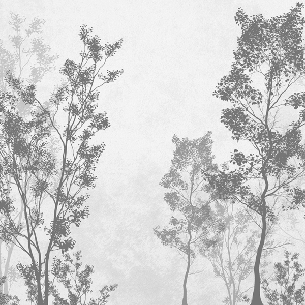 Nástěnná malba stromů v tmavých tónech