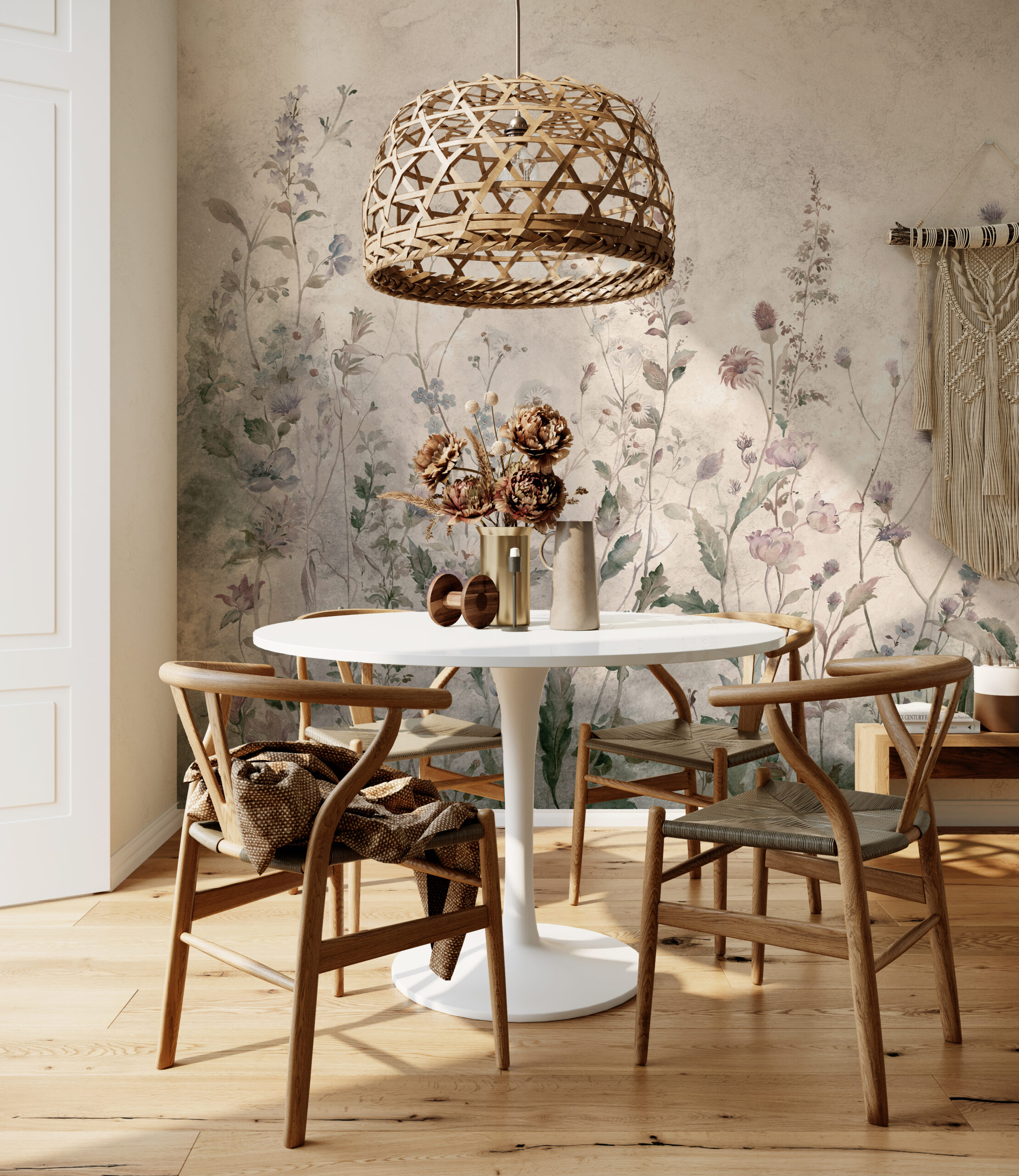 Vzdušné květiny v béžových tónech