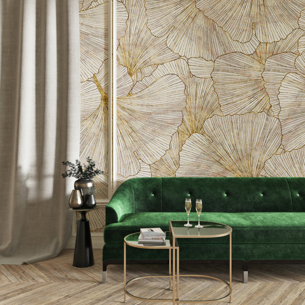 Nástěnná malba Golden Leaves of Harmony