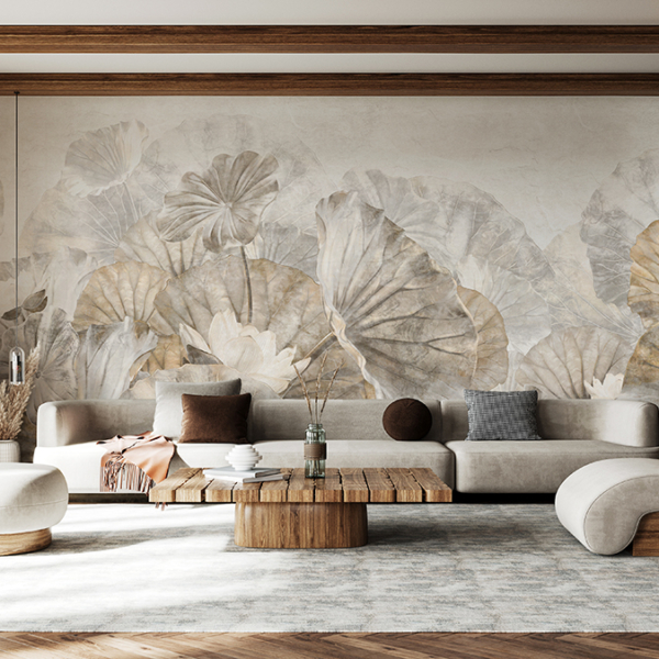 Tapety béžové lotosové listy