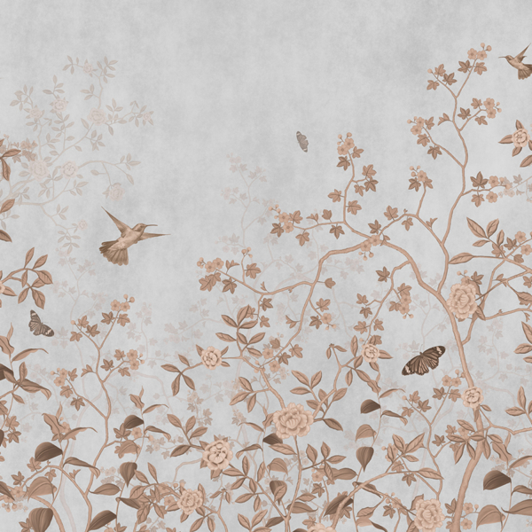 Nástěnná malba větví růží