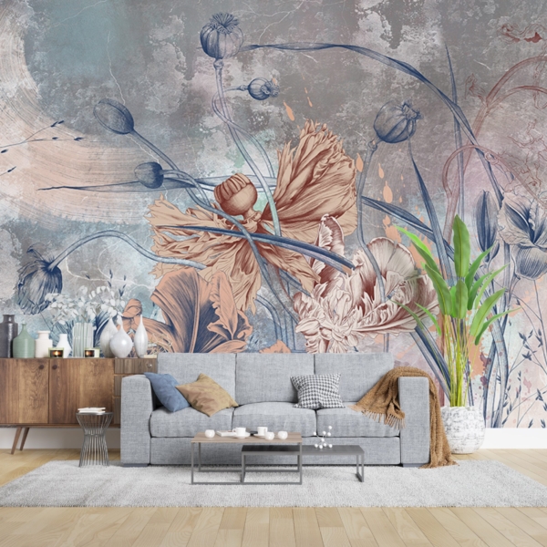 Nástěnná malba květin Brushy