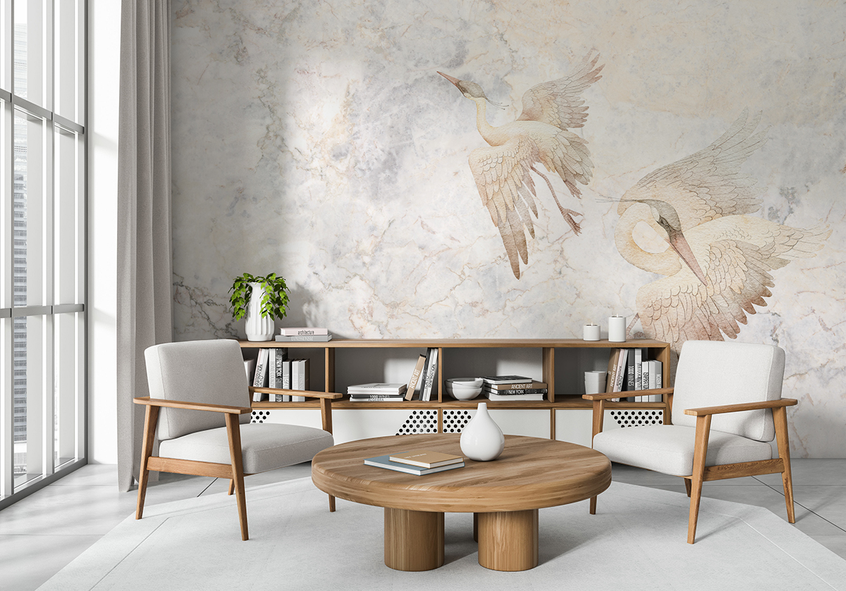 Jeřábi na mramorovém nebi