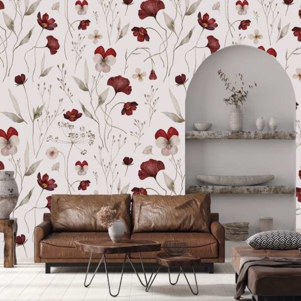 Nástěnná malba Maroon Flowers