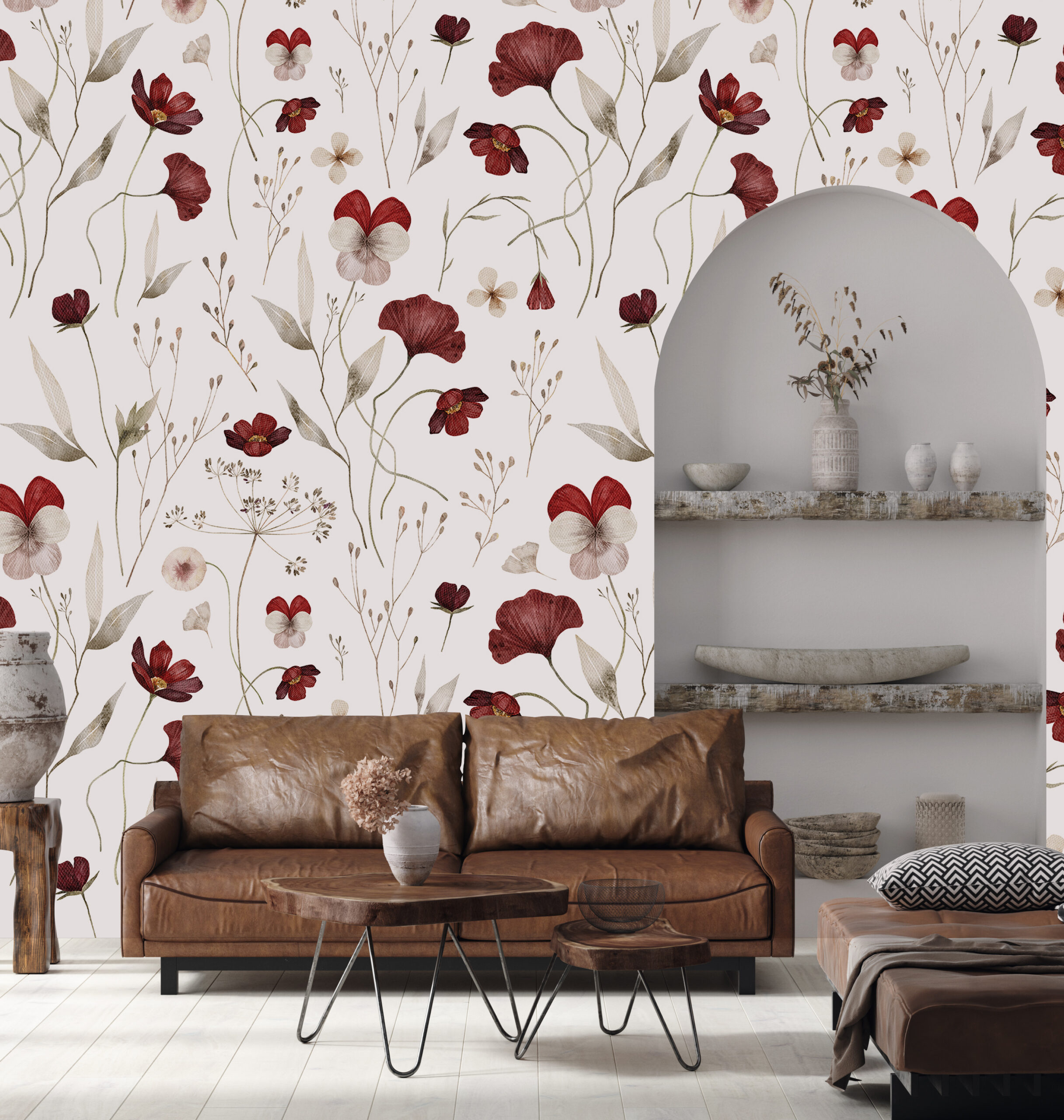 Nástěnná malba Maroon Flowers