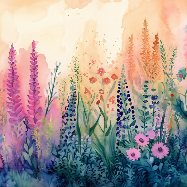 Svěží louka Květinová nástěnná malba