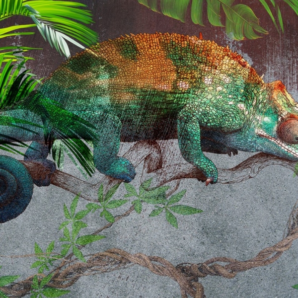 Nástěnná malba Zelený chameleon