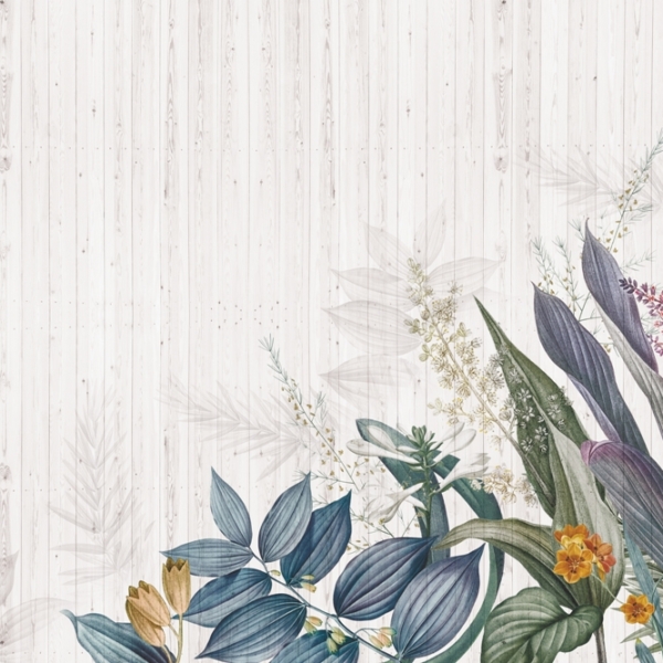 Nástěnná modrá listová kytice