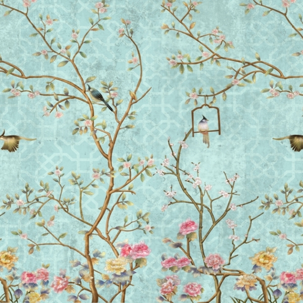 Nástěnná malba Jaro na modré obloze