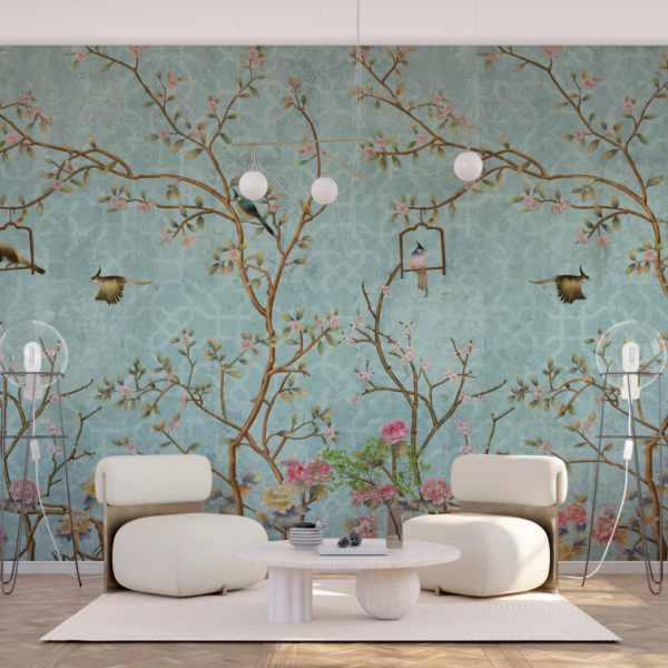 Nástěnná malba Jaro na modré obloze