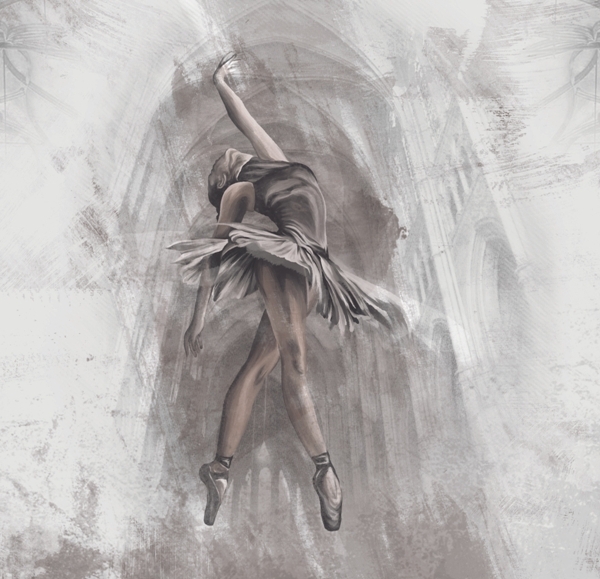 Nástěnná malba baletky při tanci