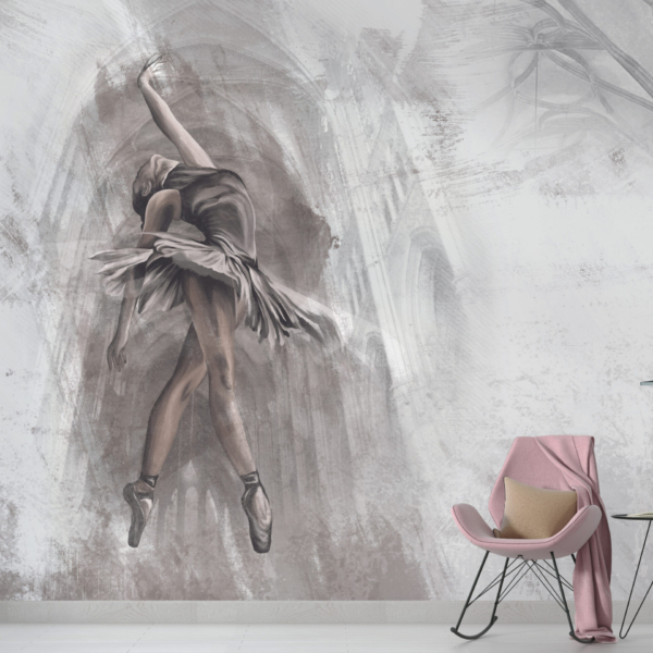 Nástěnná malba baletky při tanci