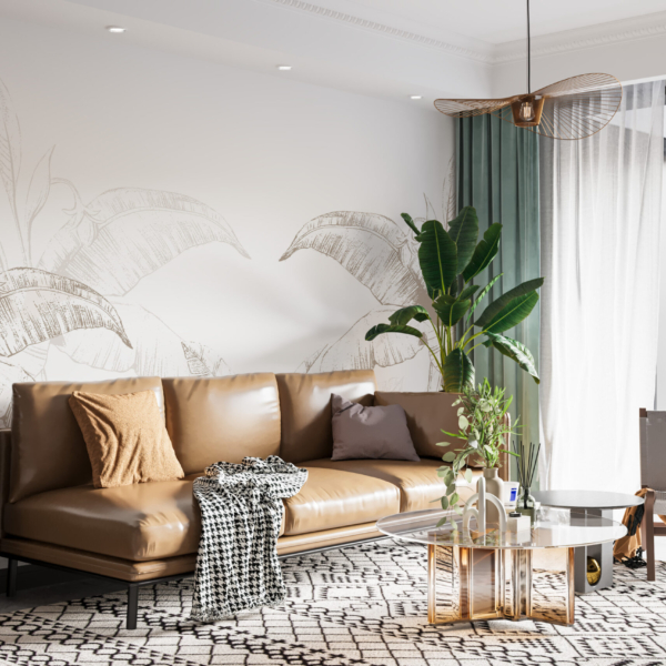 Nástěnná malba banánovníku v bílé barvě