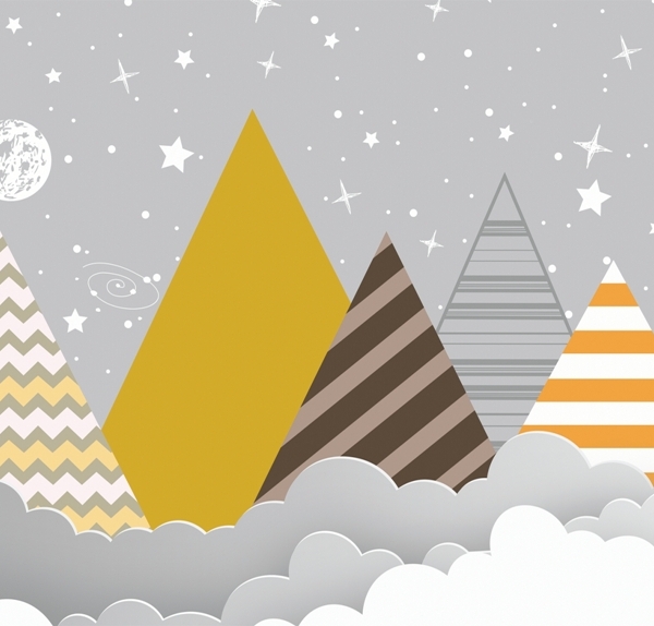 Barevné nástěnné malby hor