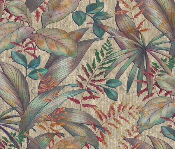 Nástěnná malba barevných tropických listů