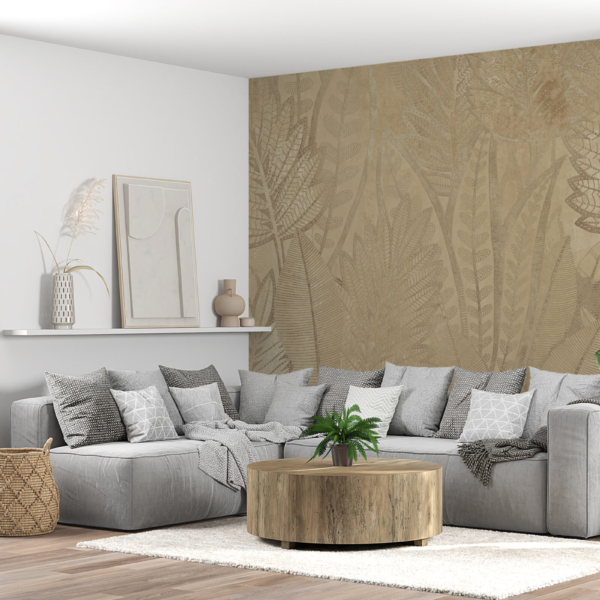 Nástěnná malba Béžové tropické listy