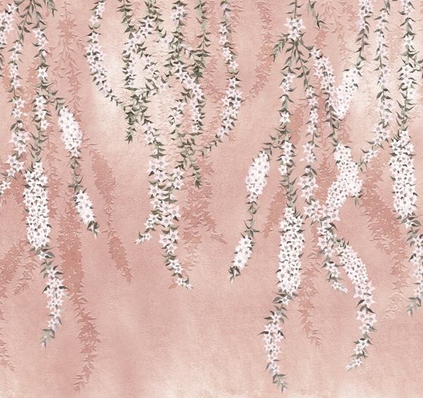 Fototapeta Bílé květiny na růžovém pozadí