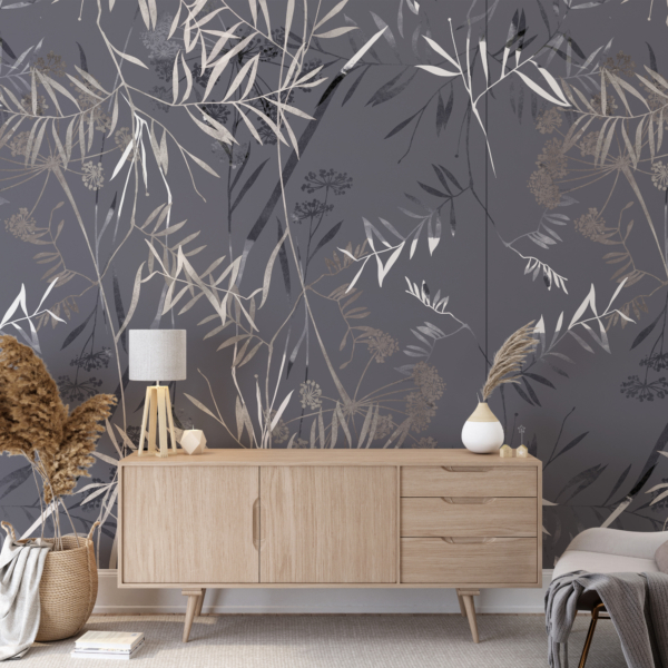 Nástěnná malba White Leaves v granátovém jablku