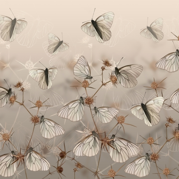 Nástěnná malba Bílí motýli