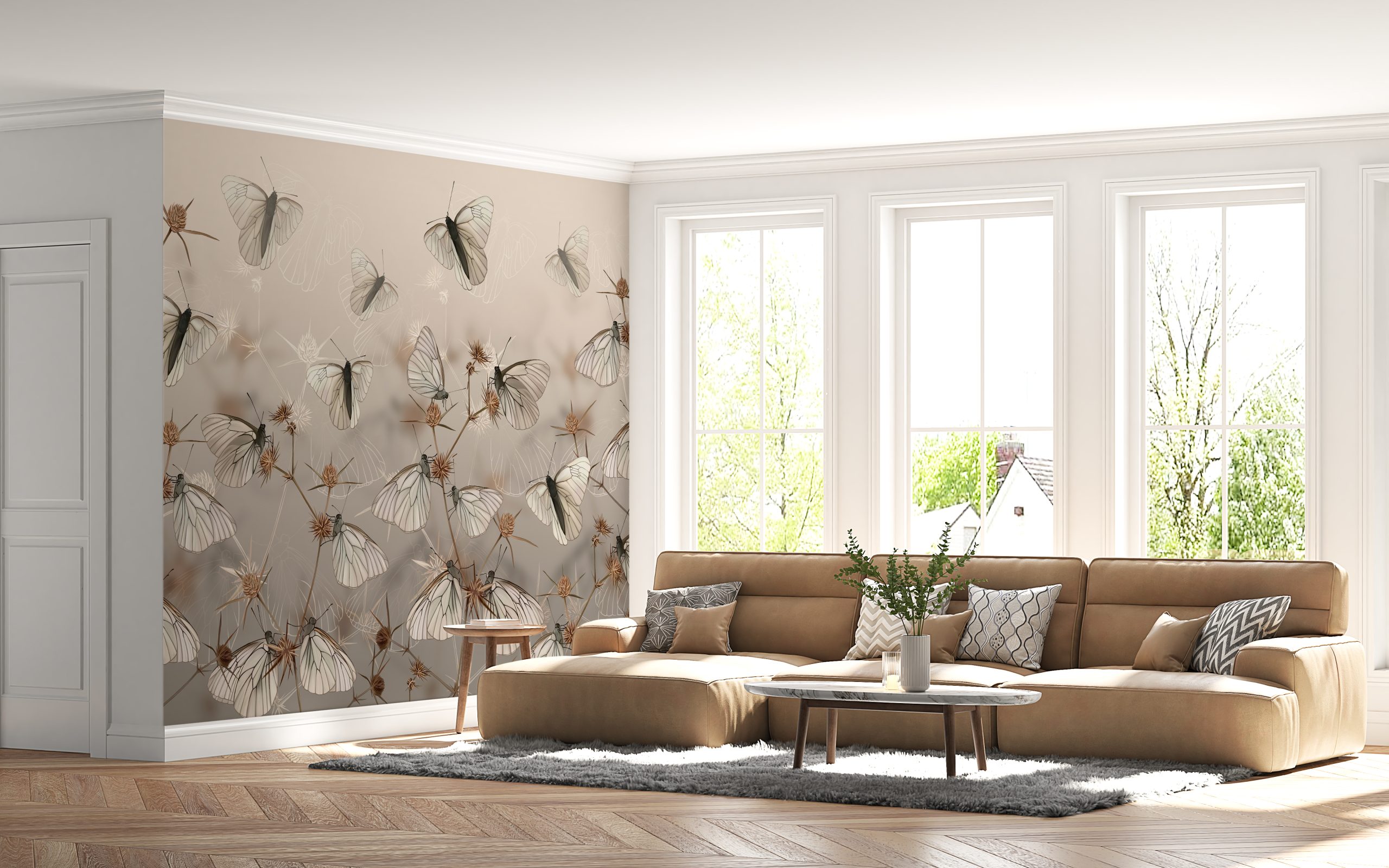 Nástěnná malba Bílí motýli