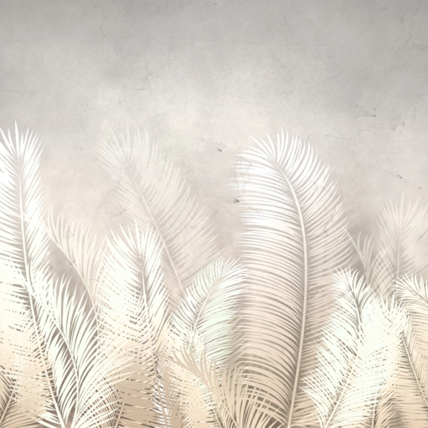 Nástěnná malba bílých opeřených listů