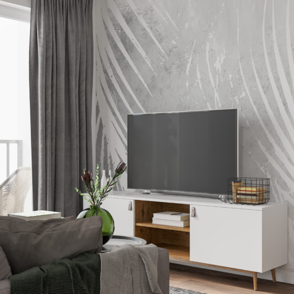 Nástěnná malba White Negative of Leaves