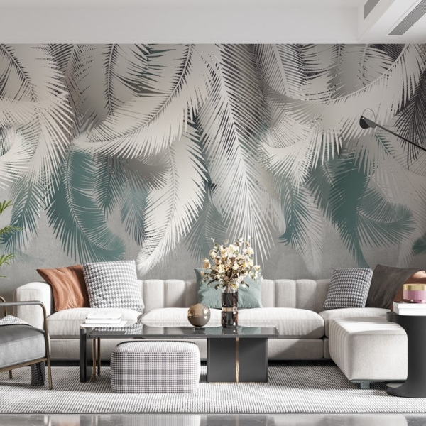 Nástěnná malba Bílá z listů kapradí