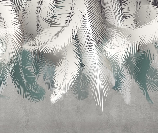 Nástěnná malba Bílá z listů kapradí