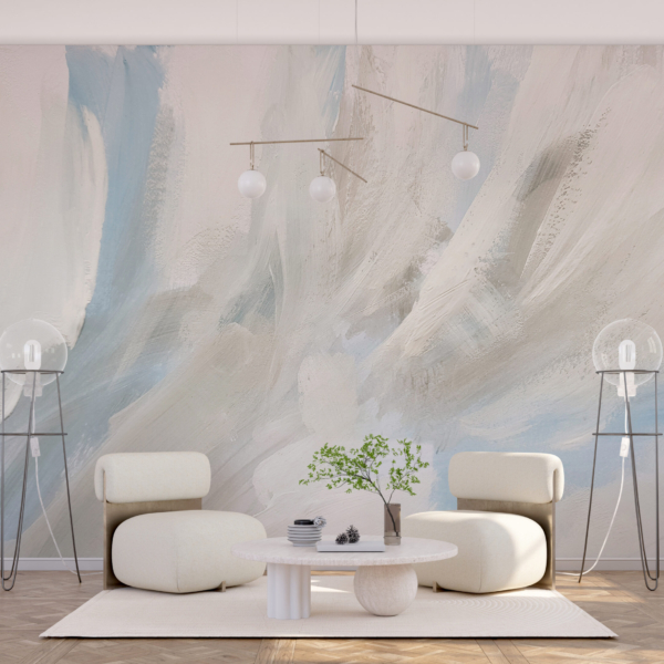 Nástěnná malba bílá na modré