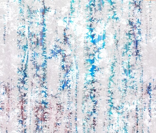 Nástěnná malba v bílé a modré barvě